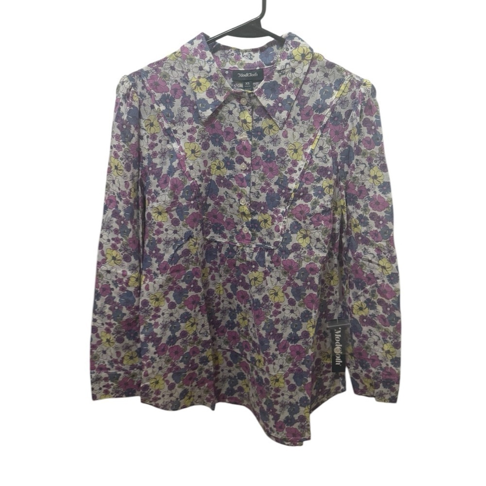 ModCloth Floral Patch Pleasantries Blouse Size XS